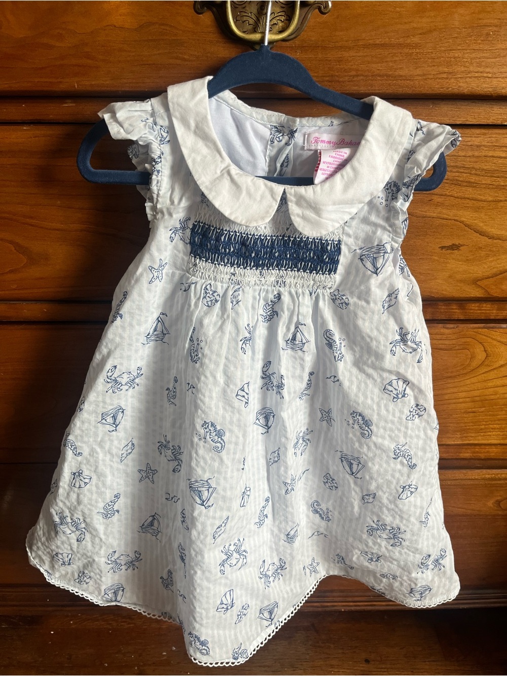 Tommy Bahama Nautical Baby Toddler Smocked Dress with Peter Pan Collar